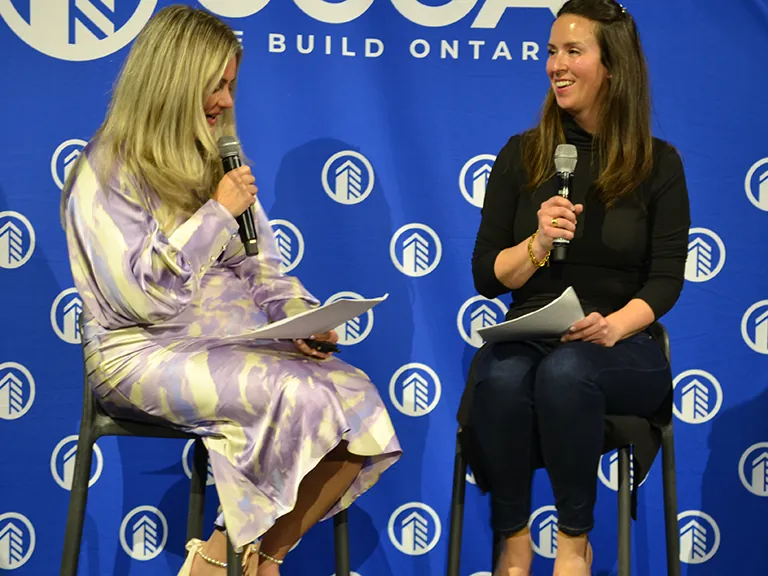 Leslie Dibling and Agnes Watkinson in conversation on stage